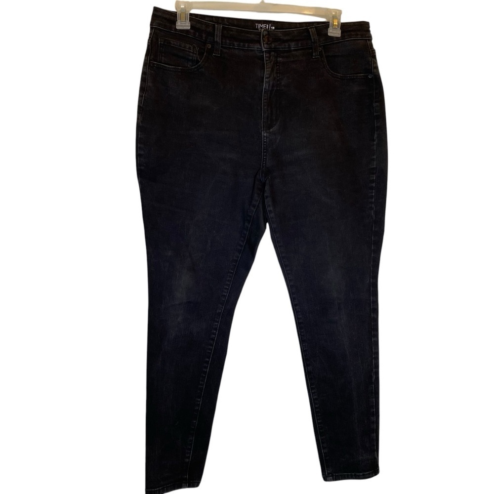 Time & Tru High Rise Skinny Curvy Women's plus size 18 Dark Wash Black Denim